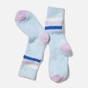 Marine Layer Unisex Fuzzy / Boots pair of socks Blue stripes One Size